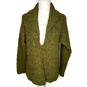Tabask Handcrafted Alpaca Green Cardigan Sweater Single Button Womens Large Peru